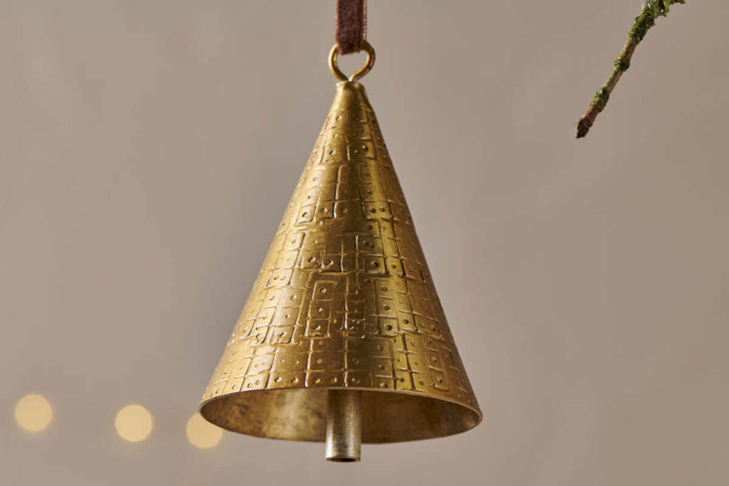 Manya Metal Bell Baubles Brass Set Of 3