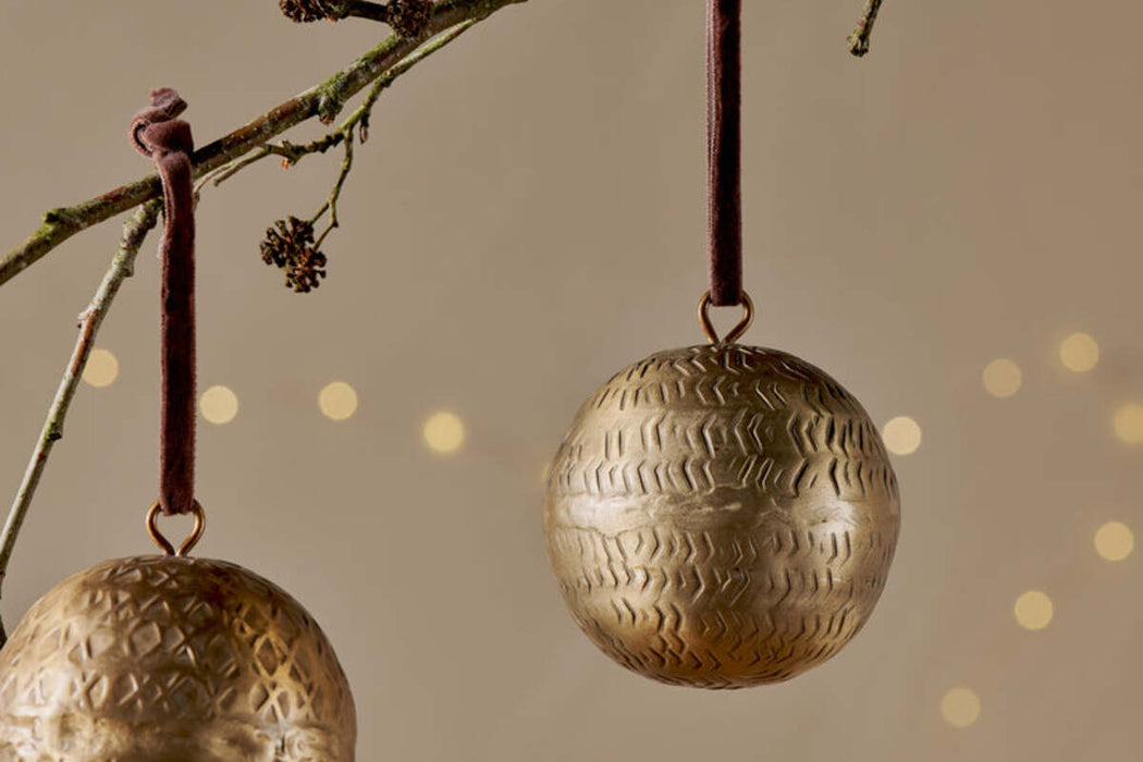 Manya Metal Round Baubles Brass Set Of 3
