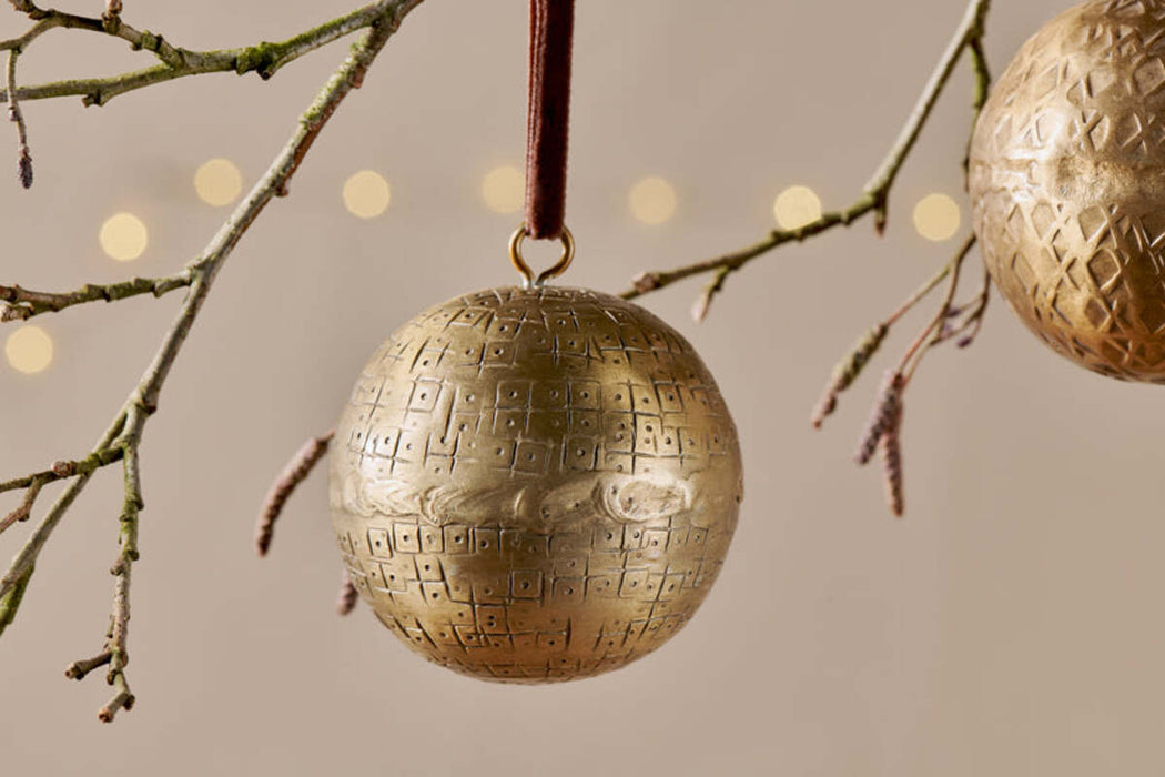 Manya Metal Round Baubles Brass Set Of 3