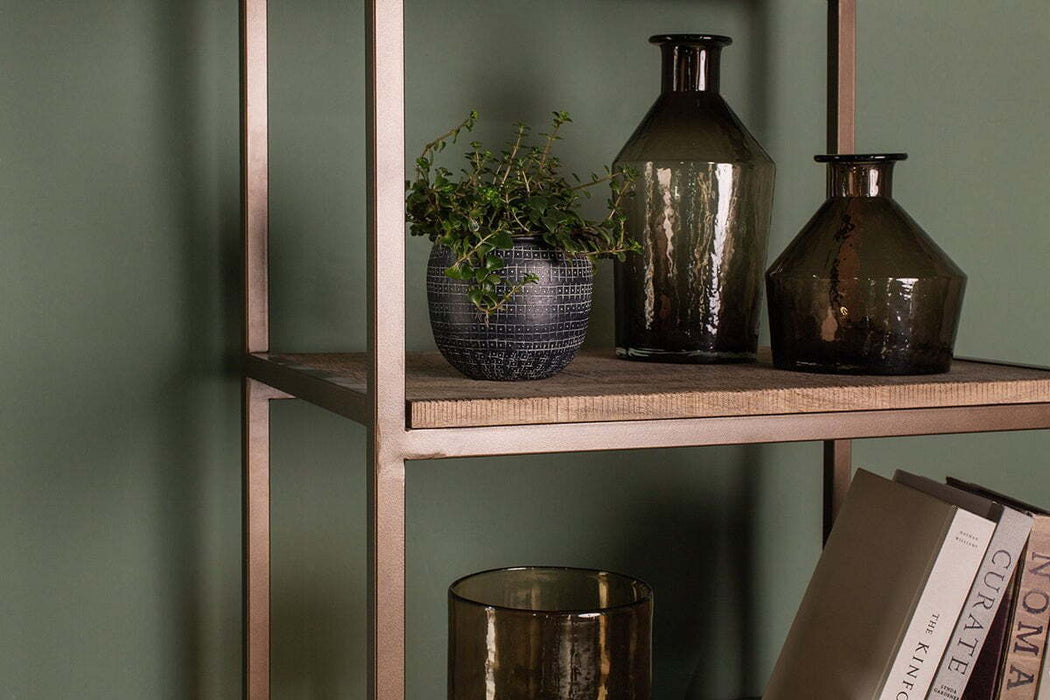 Marjori Mango Wood Iron Standing Shelves Narrow