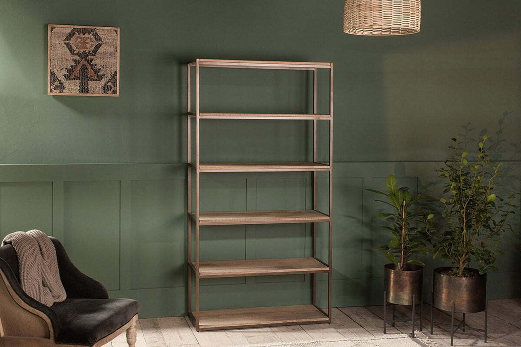 Marjori Mango Wood Iron Standing Shelves Wide