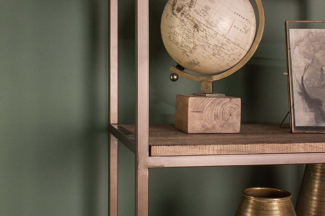 Marjori Mango Wood Iron Standing Shelves Wide