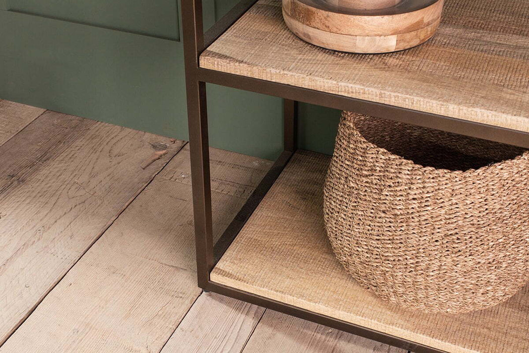 Marjori Mango Wood Iron Standing Shelves Wide