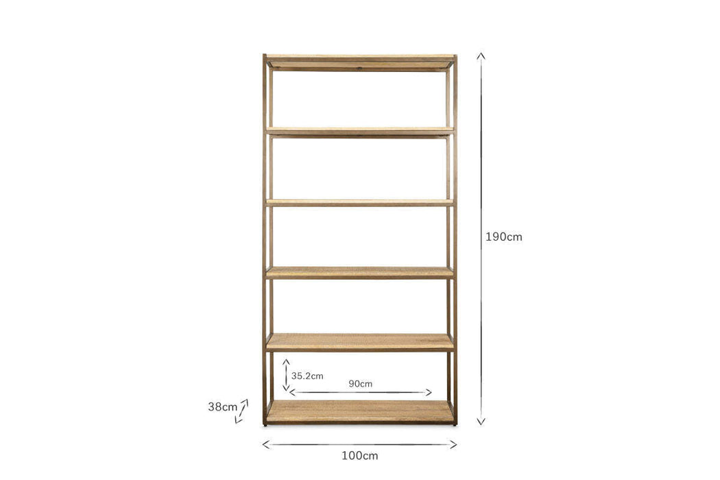Marjori Mango Wood Iron Standing Shelves Wide
