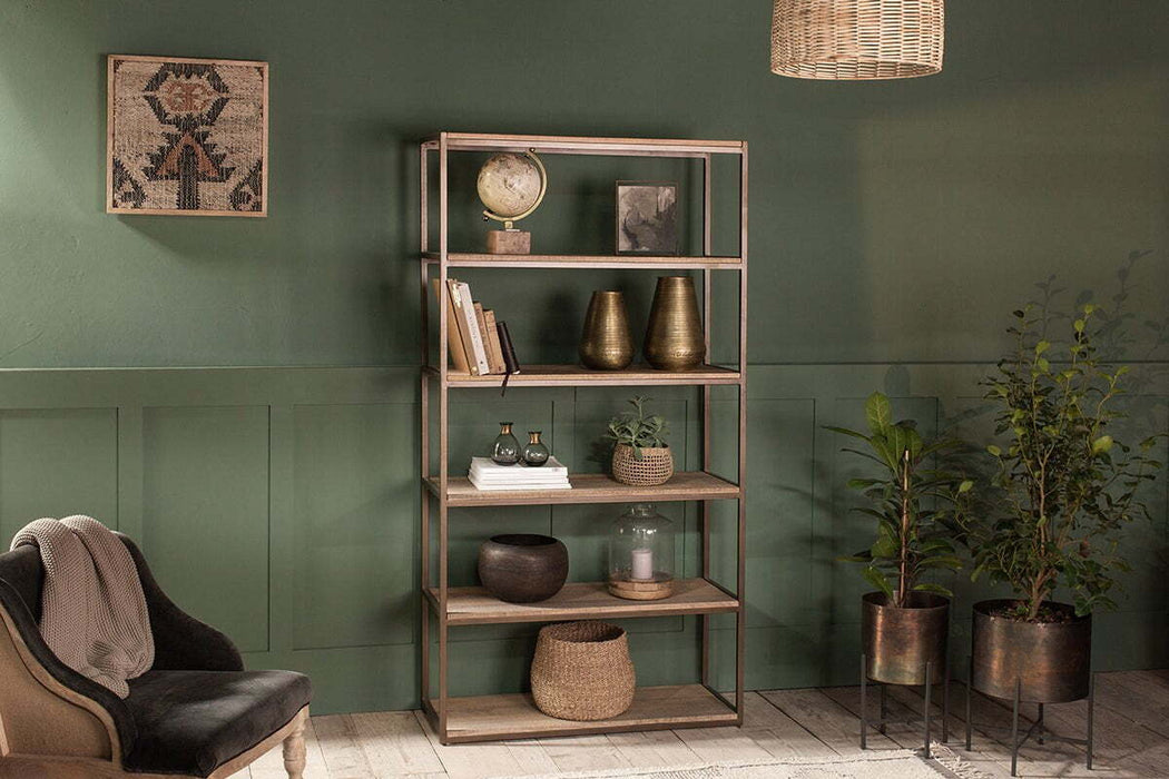 Marjori Mango Wood Iron Standing Shelves Wide