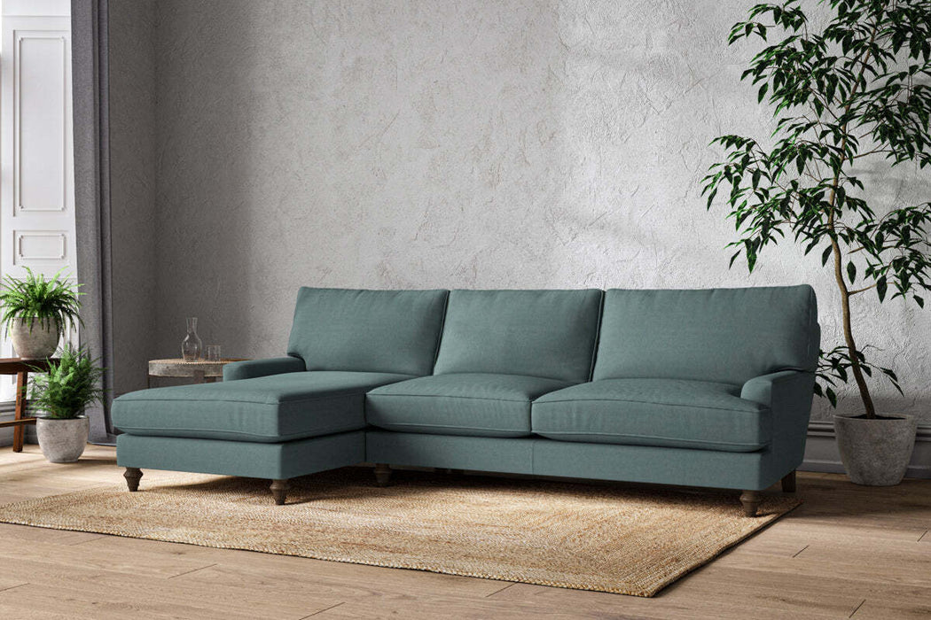 Marri Grand Left Hand Chaise Sofa - Recycled Cotton Airforce