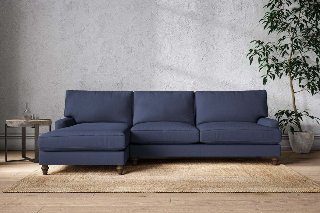 Marri Grand Left Hand Chaise Sofa - Recycled Cotton Navy