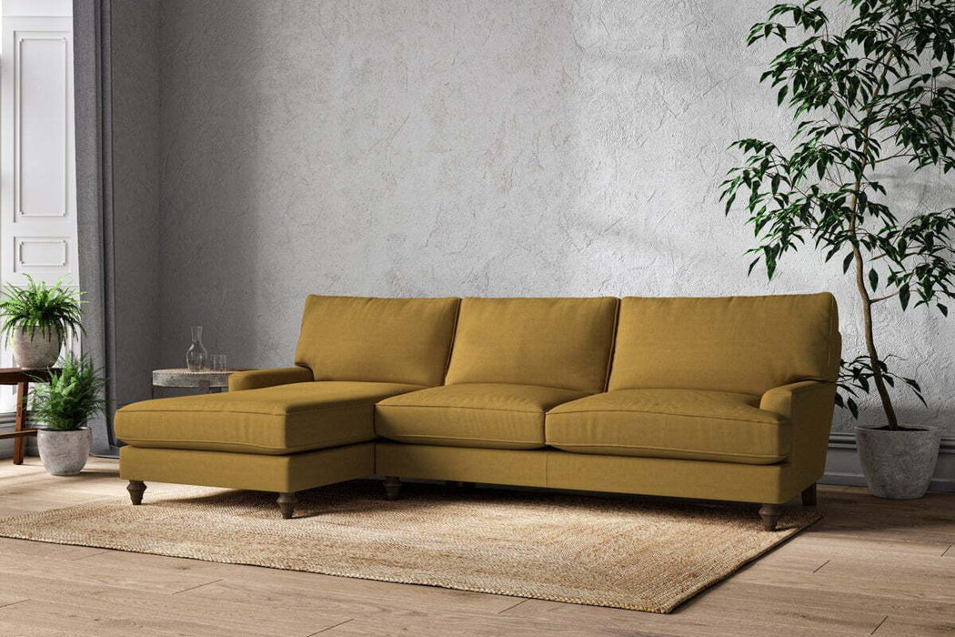 Marri Grand Left Hand Chaise Sofa - Recycled Cotton Ochre