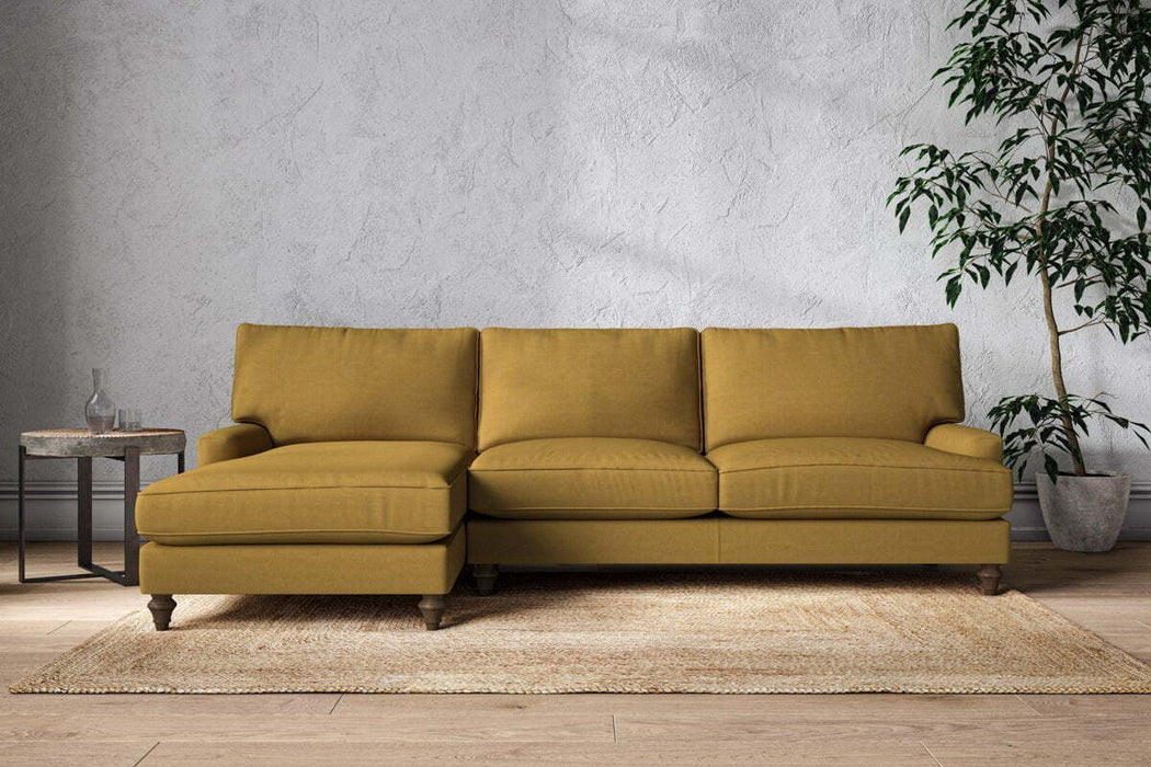 Marri Grand Left Hand Chaise Sofa - Recycled Cotton Ochre