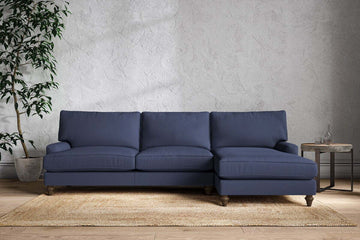 Marri Grand Right Hand Chaise Sofa - Recycled Cotton Navy