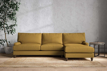 Marri Grand Right Hand Chaise Sofa - Recycled Cotton Ochre