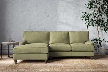 Marri Large Left Hand Chaise Sofa - Brera Linen Sage