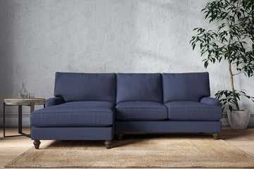 Marri Large Left Hand Chaise Sofa - Recycled Cotton Navy