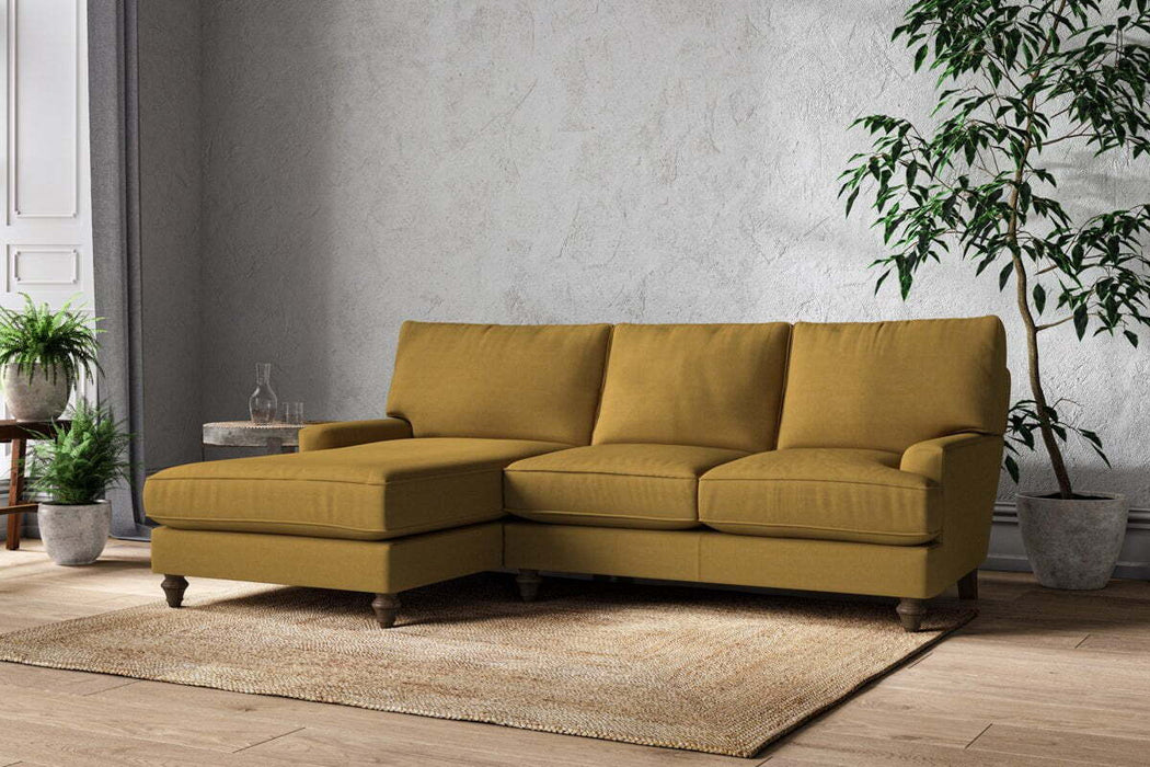 Marri Large Left Hand Chaise Sofa - Recycled Cotton Ochre