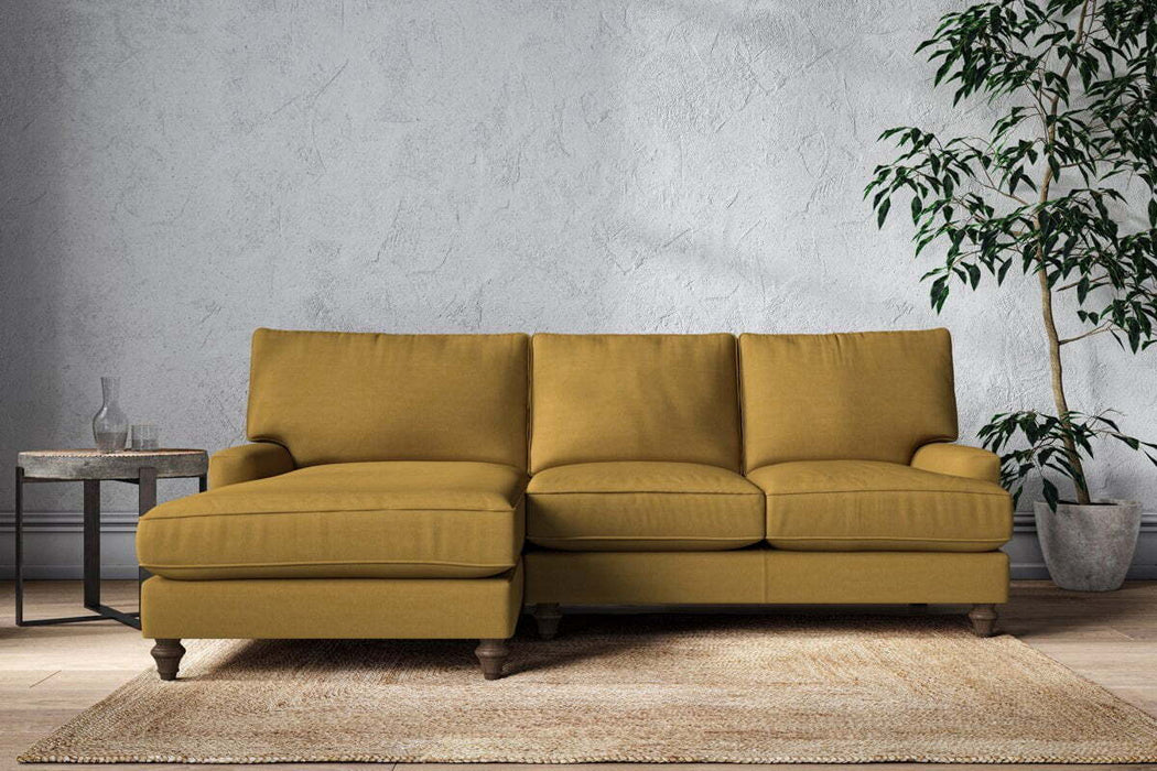 Marri Large Left Hand Chaise Sofa - Recycled Cotton Ochre