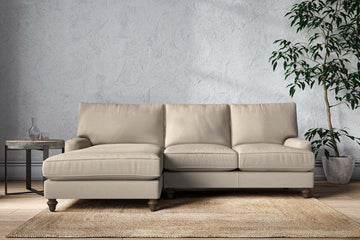 Marri Large Left Hand Chaise Sofa - Recycled Cotton Stone