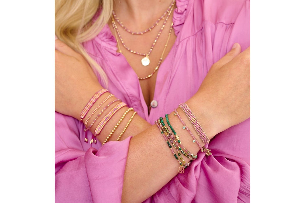 Maya Gold & Pink Beaded Friendship Bracelet