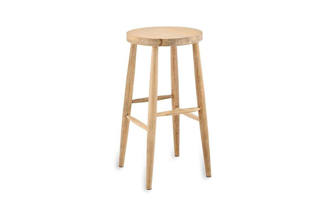 Mengwi Mango Wood Round Bar Stool - Natural