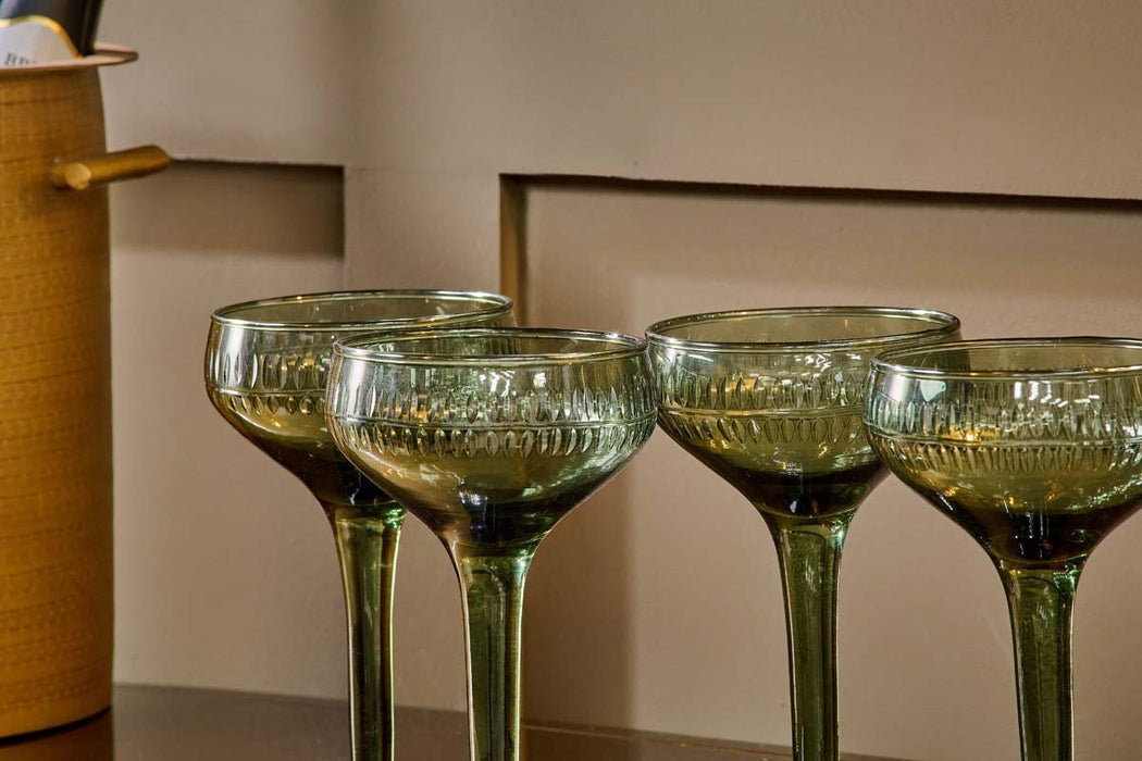 Mila Champagne Glass Dark Emerald Set Of 4