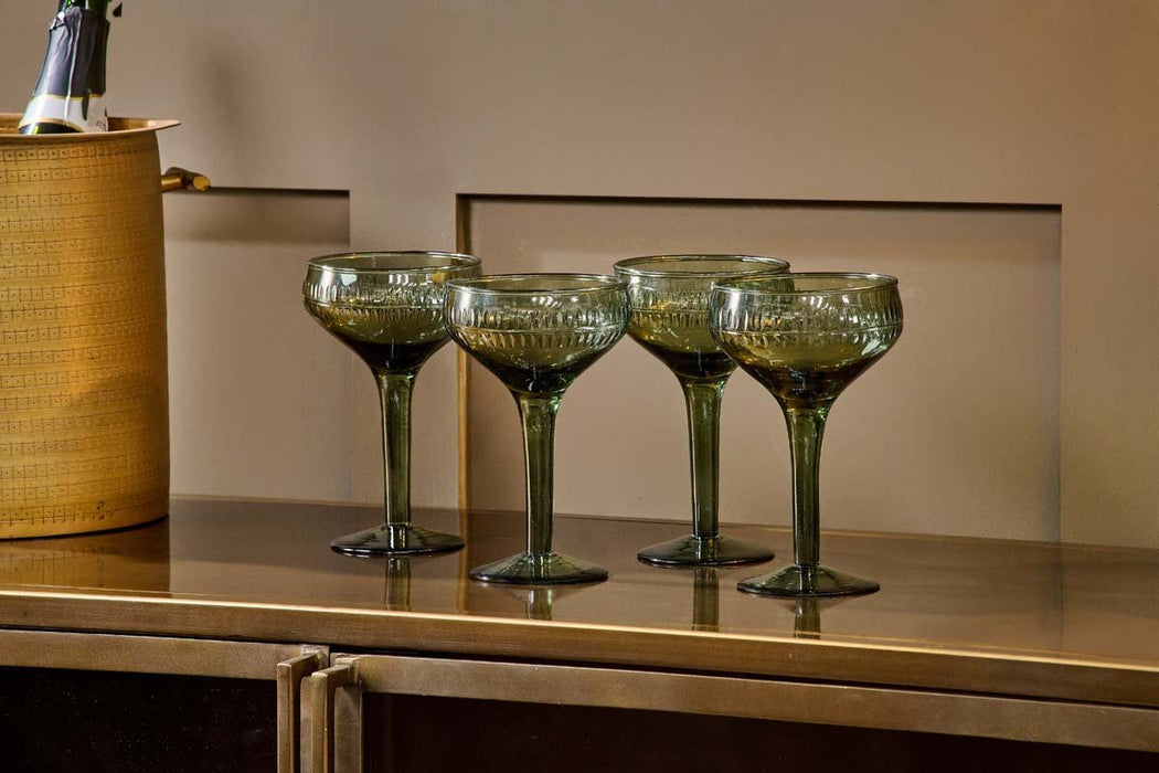 Mila Champagne Glass Dark Emerald Set Of 4