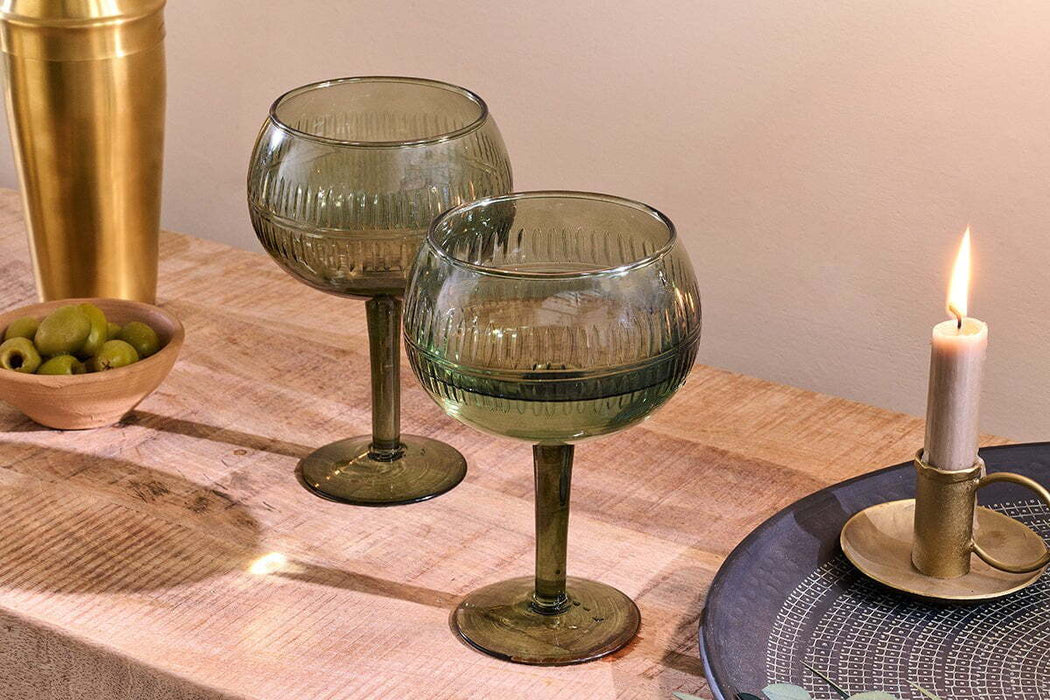 Mila Gin Glass Dark Emerald Set Of 2