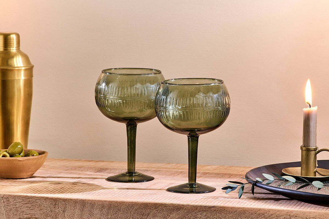 Mila Gin Glass Dark Emerald Set Of 2
