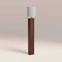 Milad Floor Lamp | Natural Linen & High Gloss Burgundy