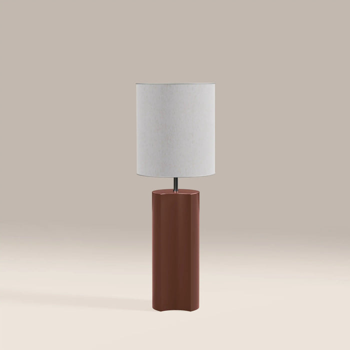 Milad Table Lamp Natural Linen & High Gloss Burgundy