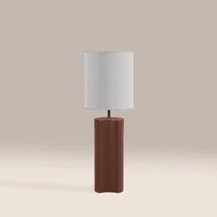 Milad Table Lamp | Natural Linen & High Gloss Burgundy