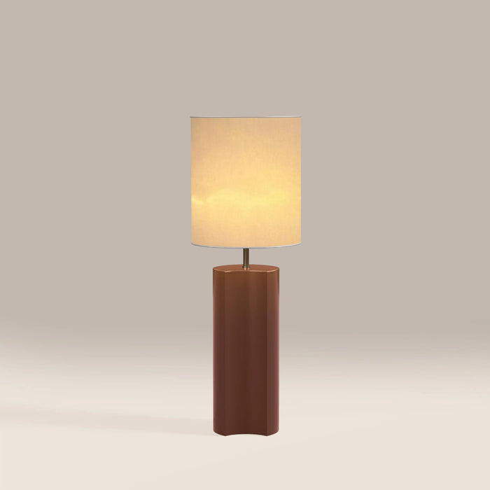 Milad Table Lamp Natural Linen & High Gloss Burgundy