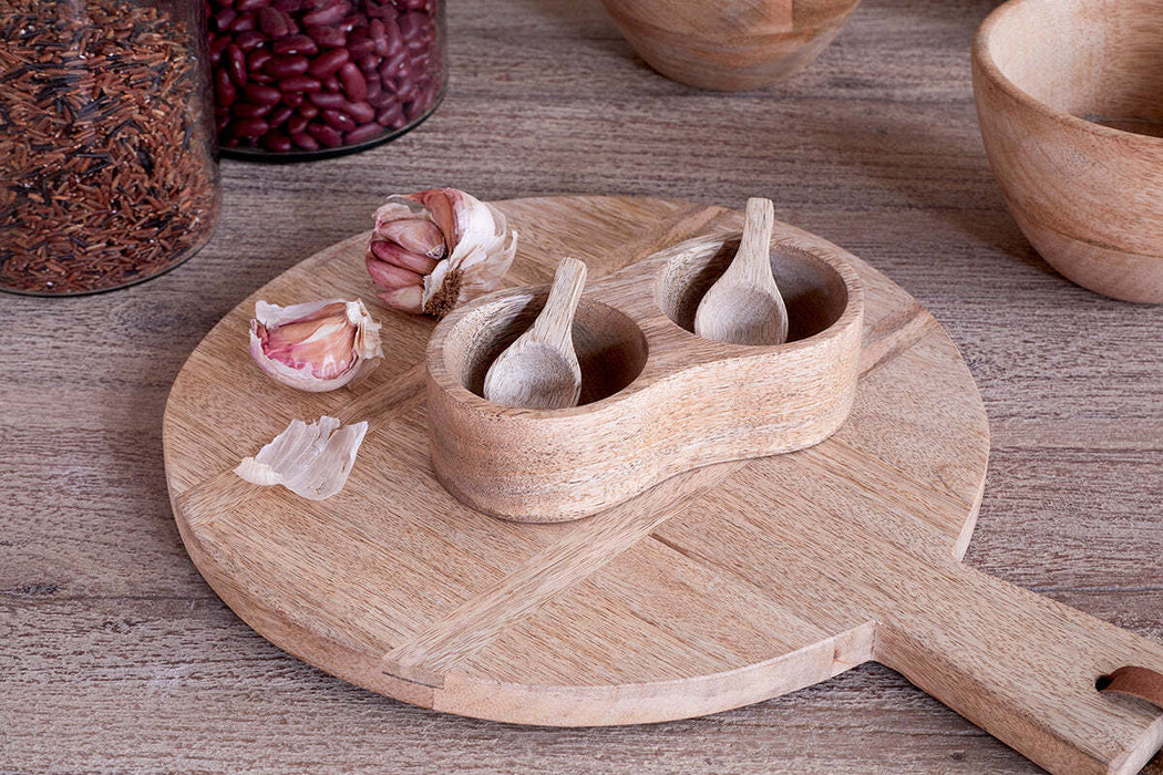 Milaku Mango Wood Salt Pepper Server Natural