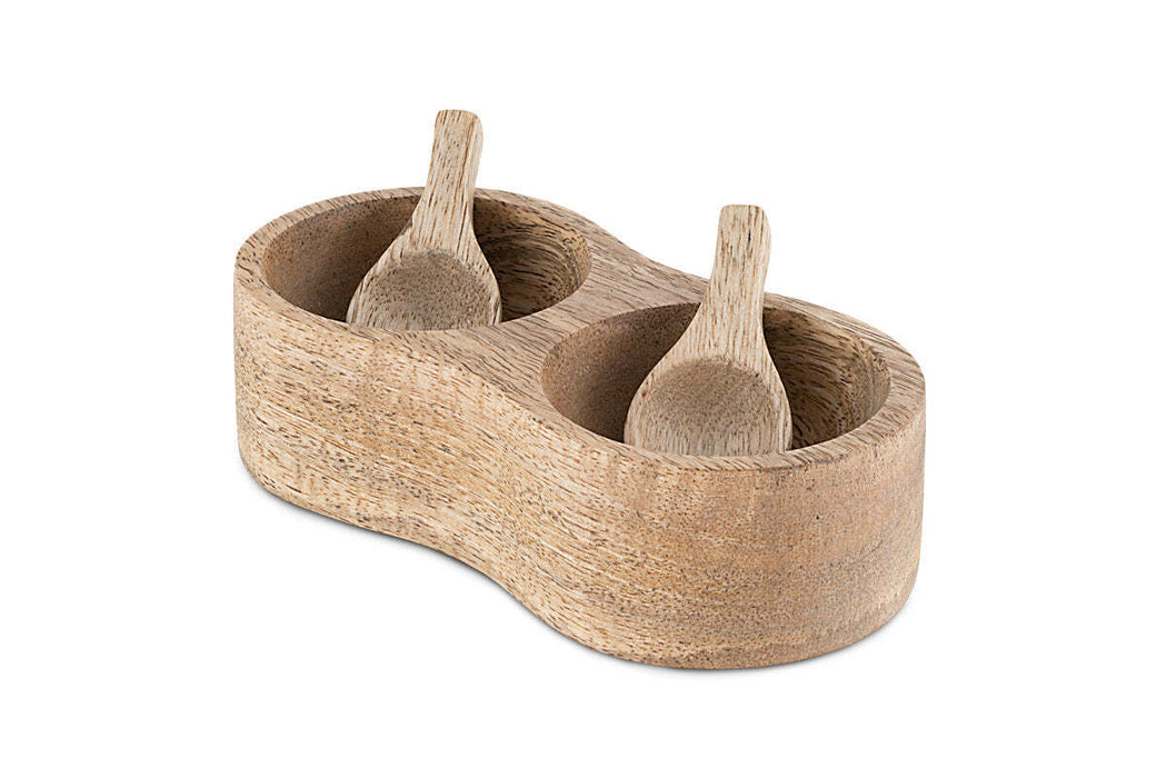 Milaku Mango Wood Salt Pepper Server Natural