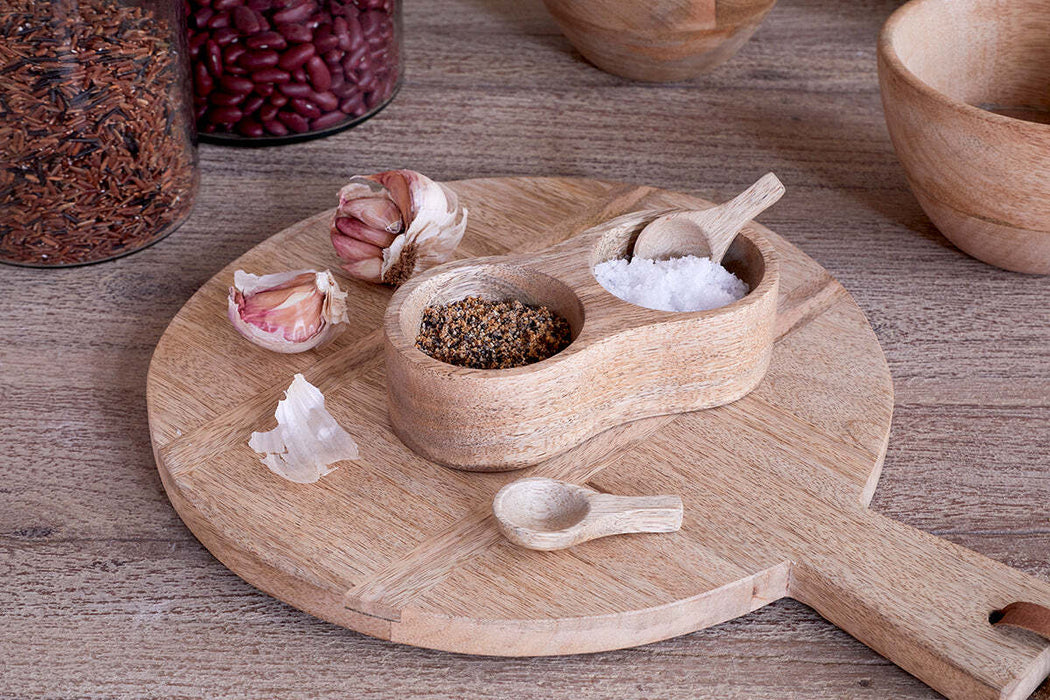 Milaku Mango Wood Salt Pepper Server Natural