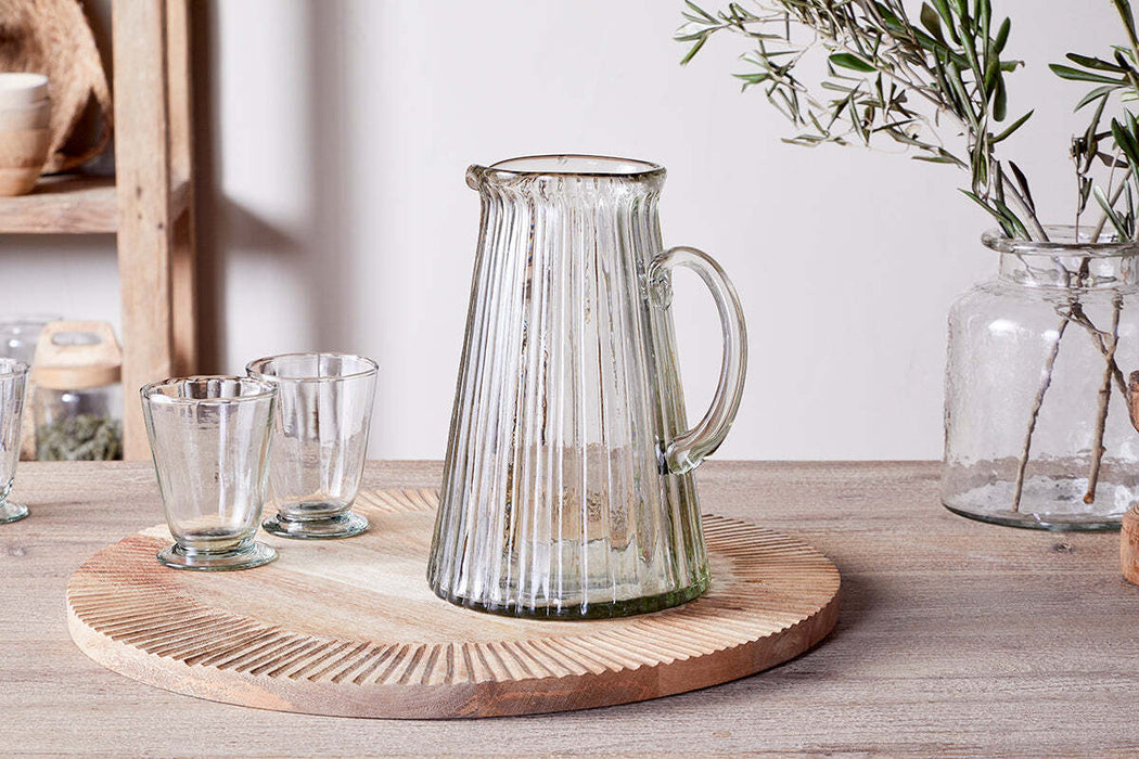 Minati Ribbed Glass Jug Clear
