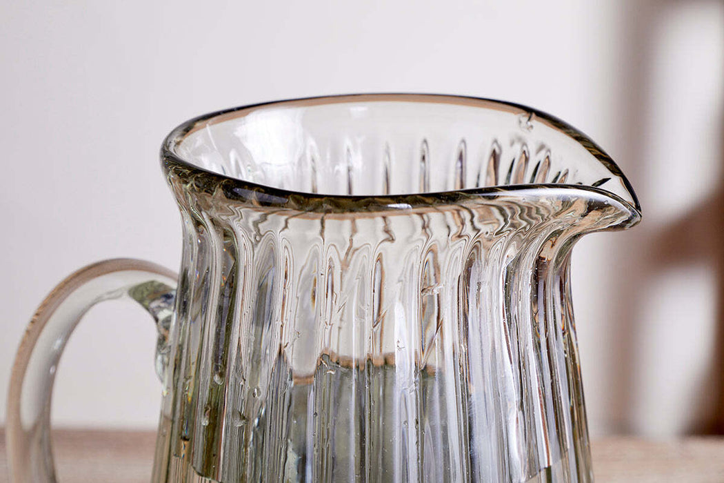 Minati Ribbed Glass Jug Clear
