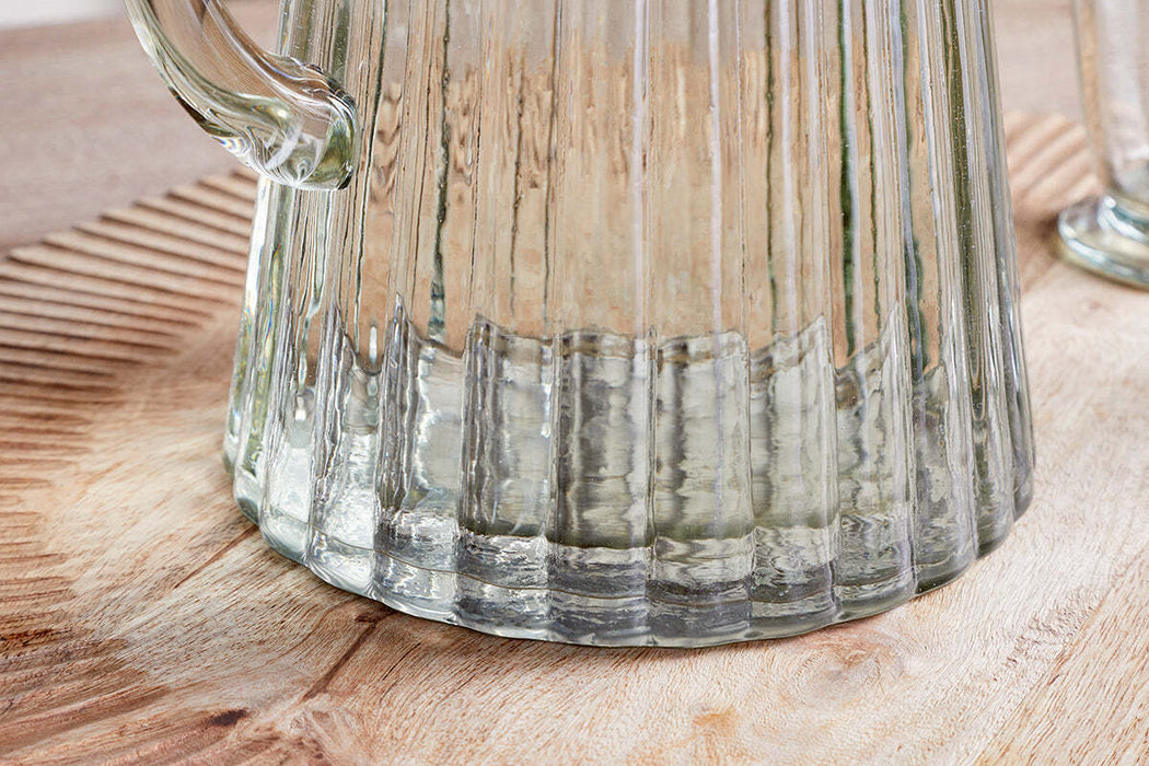 Minati Ribbed Glass Jug Clear