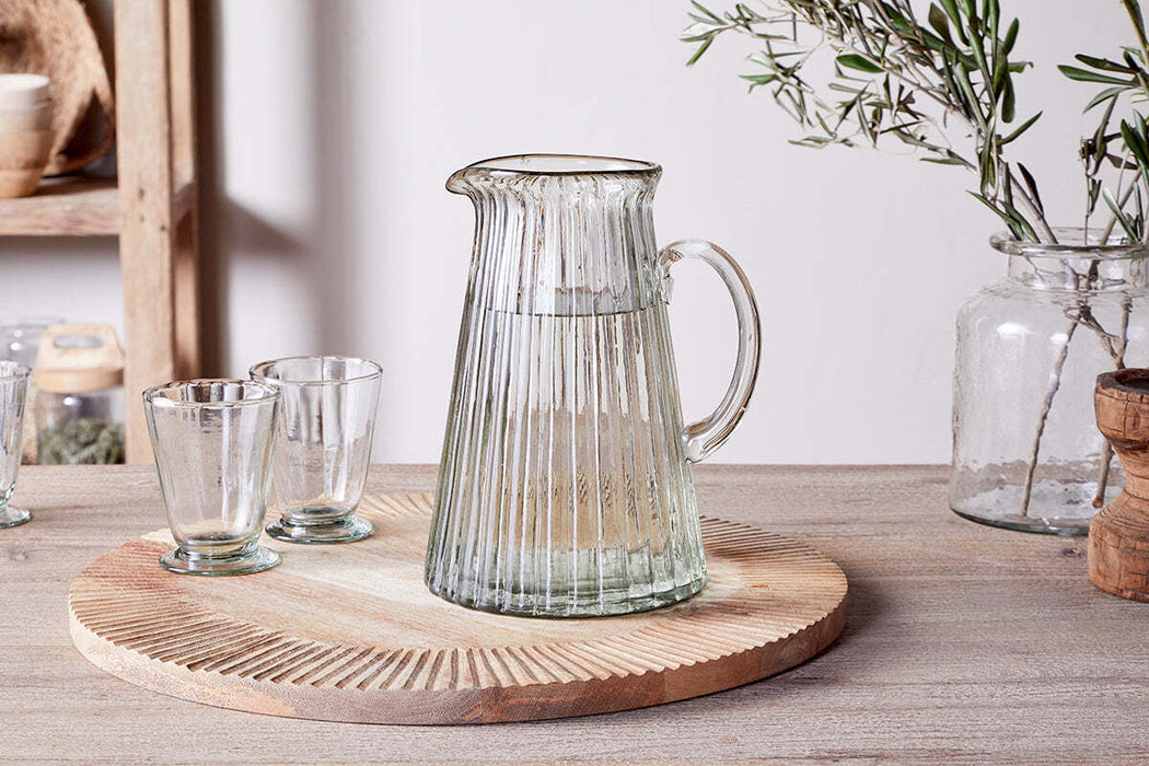 Minati Ribbed Glass Jug Clear