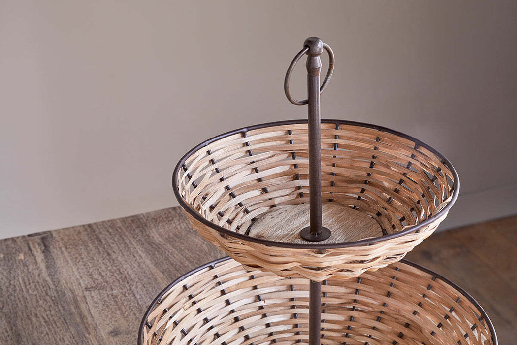 Montali Rattan 2 Tier Fruit Stand Black Natural