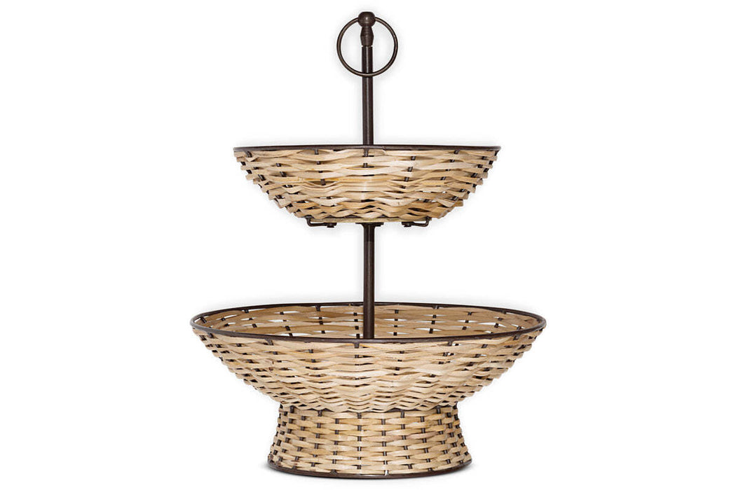 Montali Rattan 2 Tier Fruit Stand Black Natural