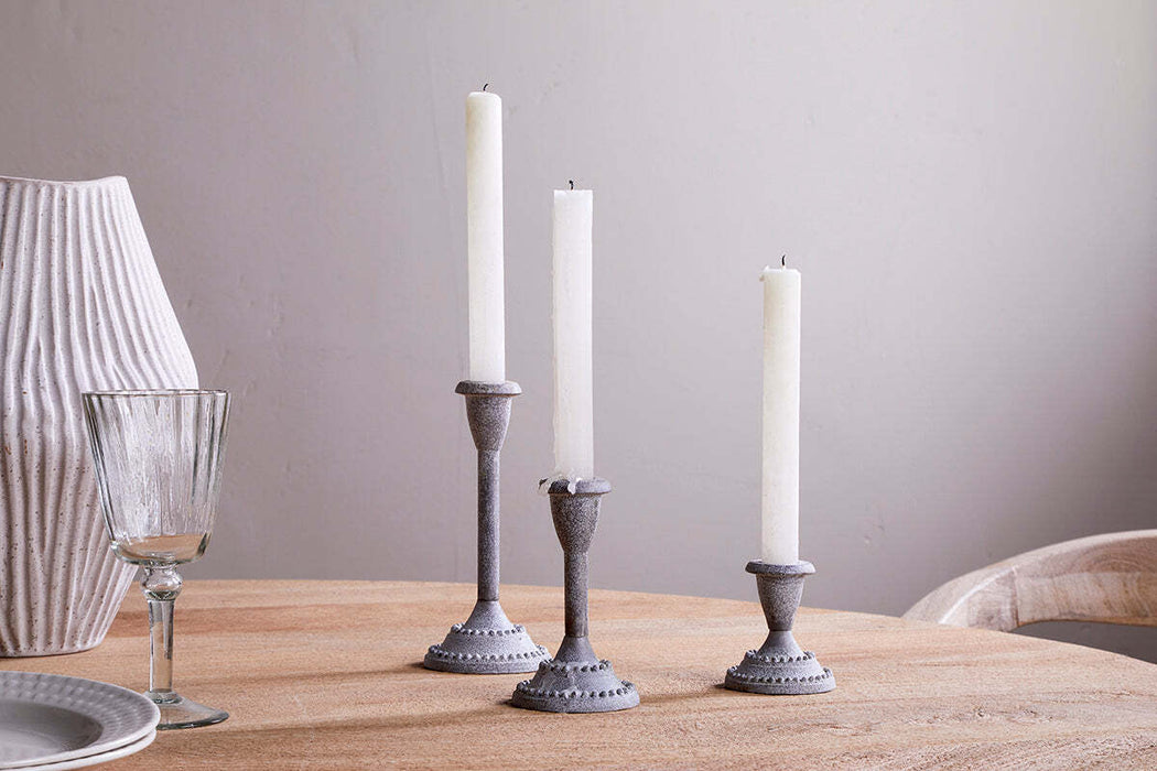 Moremi Candle Holders Aged Zinc Set Of 2