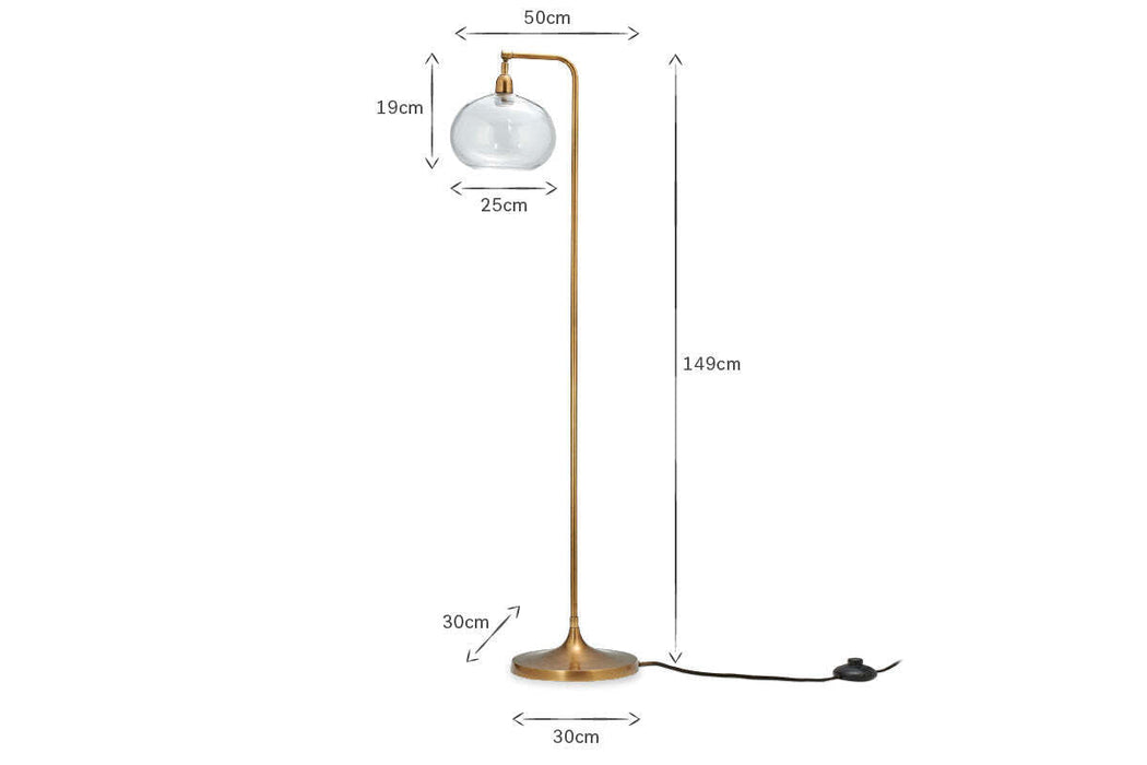 Mulia Recycled Glass Floor Lamp Antique Brass