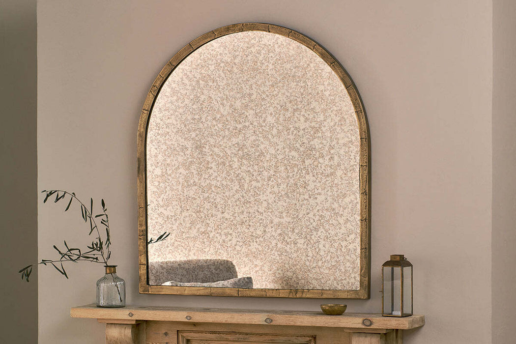 Murwara Antique Glass Arched Mirror Antique Brass