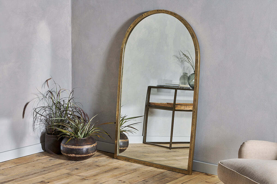 Murwara Full Length Arched Mirror Antique Brass