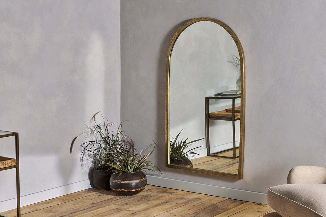 Murwara Full Length Arched Mirror Antique Brass