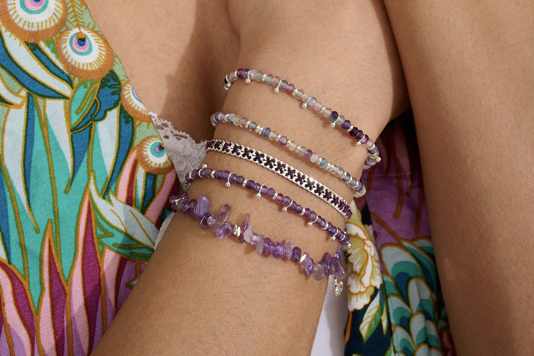 Harmony Silver & Rainbow Fluorite Gemstone Bracelet