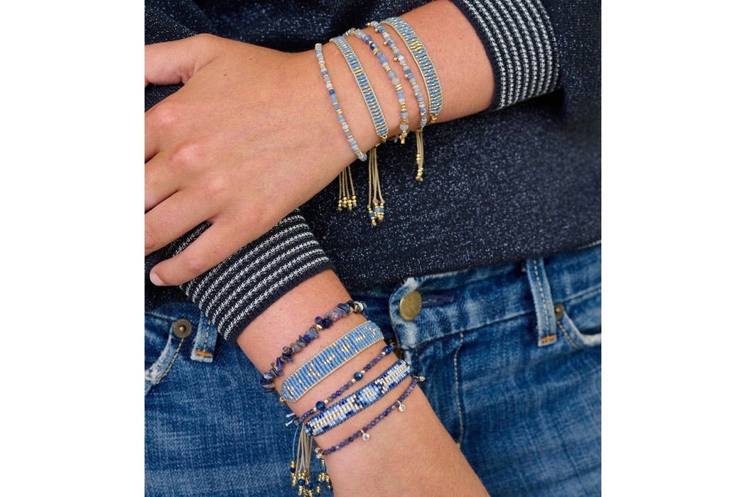 Mystical Gold & Blue Aventurine Gemstone Bead Bracelet
