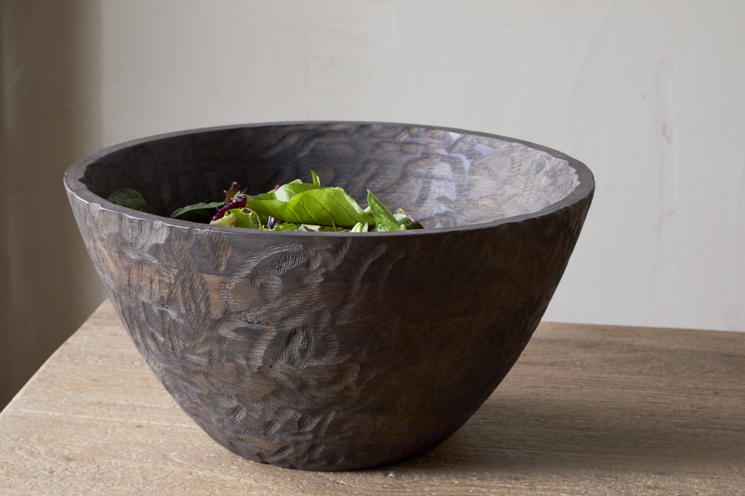 Nyati Wooden Serving Bowl Dark Brown Large