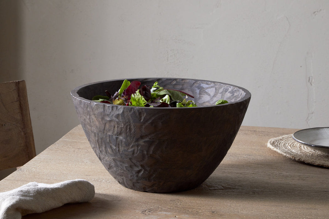 Nyati Wooden Serving Bowl Dark Brown Large