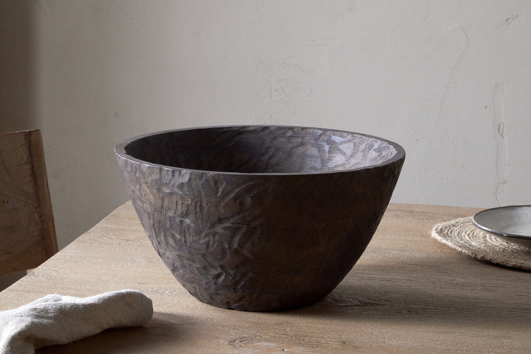 Nyati Wooden Serving Bowl Dark Brown Large