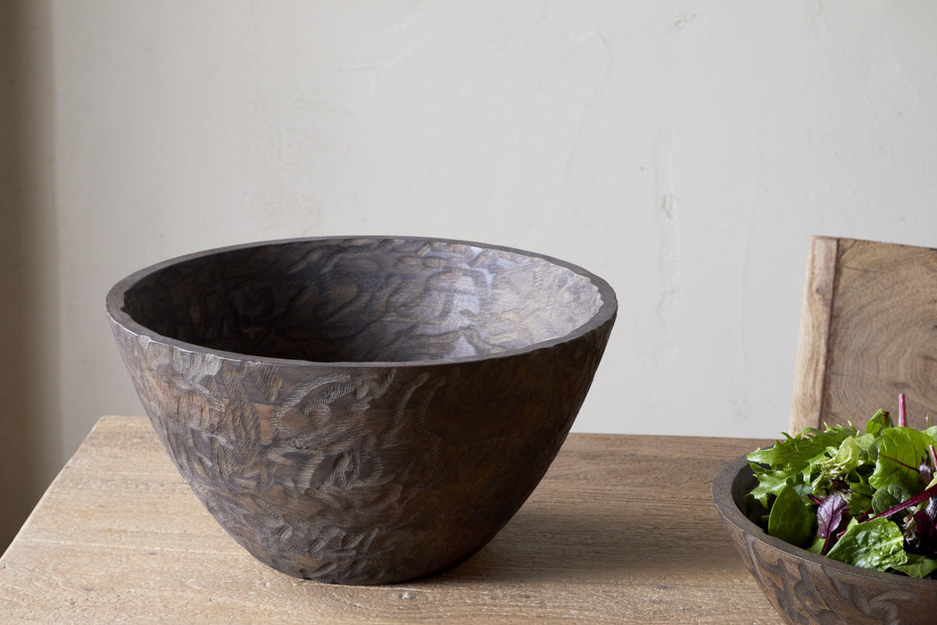 Nyati Wooden Serving Bowl Dark Brown Large